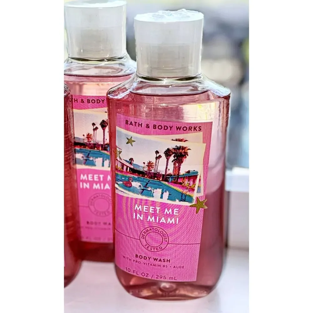 Bath & Body Works Meet Me in Miami 10oz Shower Gel Body Wash with Aloe B5 x4